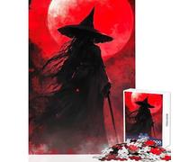 Rompecabezas de 1000 Piezas para Adolescentes diseño de Bruja bajo la Luna roja Juguetes antiestrés Regalos para Mujeres y Hombres Juegos Familiares Interesante para Reducir el estrés tamaño 38x26cm