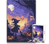 Rompecabezas de 1000 Piezas para Adolescentes, diseño de Bruja de Halloween en el Cementerio, Ideal para un pasatiempo Tranquilo en Interiores, Juguete de Corte de precisión Superior, tamaño 50x75cm