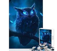 Rompecabezas de 1000 Piezas para Adolescentes diseño de búho Azul en el Bosque Ideal para Decorar el hogar Regalo de Amigo Secreto Juego práctico Ayuda a ejercitar el Cerebro tamaño 38x52cm
