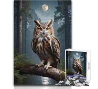 Rompecabezas de 1000 Piezas para Adolescentes, diseño de búho, Bosque y Luna, un pasatiempo Tranquilo y satisfactorio, Juguete de Corte de precisión Entrelazado, tamaño 38x26cm