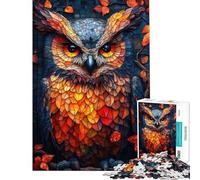 Rompecabezas de 1000 Piezas para Adolescentes diseño de búho Mosaico Rompecabezas para Adultos Juego de ingenio desafío difícil Regalos para Amigos y Familiares (tamaño 38x26cm)