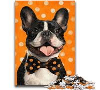 Rompecabezas de 1000 Piezas para Adolescentes, diseño de Bulldog con Pajarita, para Adultos, Juegos Familiares desafiantes, Juguetes para Decorar la Pared del hogar (38x26cm)