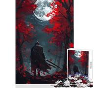 Rompecabezas de 1000 Piezas para Adolescentes diseño de Caballero paladín Luna Llena Juguetes antiestrés Obra de Arte Regalo Juego de ingenio con póster a Juego y Hoja de Trivia tamaño 50x75cm