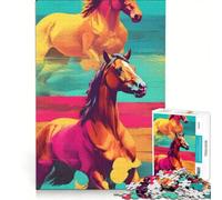 Rompecabezas de 1000 Piezas para Adolescentes, diseño de Caballo Doble Estilo Pop Art, Juego Educativo, Regalo de cumpleaños, Toda la Familia 50x75cm