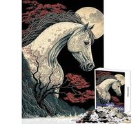 Rompecabezas de 1000 Piezas para Adolescentes diseño de Caballo Ukiyo E Japón y China Juego Familiar de 1000 Piezas Regalo de cumpleaños Educativo (50x75cm)