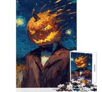 Rompecabezas de 1000 Piezas para Adolescentes diseño de Cabeza de Calabaza Noche Estrellada decoración del hogar Juguetes Obras de Arte Regalo Juegos Divertidos Entrena tu Cerebro y Tus Manos 50x75cm