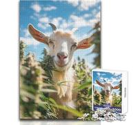 Rompecabezas de 1000 Piezas para Adolescentes, diseño de Cabra Curiosa en la vegetación, Juego difícil, Obra de Arte, Regalo, tamaño 50x75cm