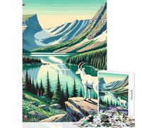 Rompecabezas de 1000 Piezas para Adolescentes diseño de Cabra montés Junto al Lago decoración del hogar Juguetes Ideas de Regalo para Juegos educativos Entrena tu Cerebro y Tus Manos tamaño 50x75cm