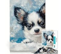 Rompecabezas de 1000 Piezas para Adolescentes,diseño de Cachorro Chihuahua,Pintura de Corte preciso,Divertido Juego de lógica,Juego Tranquilo,decoración navideña,Regalo (38x52cm)
