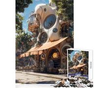 Rompecabezas de 1000 Piezas para Adolescentes diseño de cafetería Juguete de Arquitectura decoración de Pared Divertido Regalo Familiar con Piezas de Formas aleatorias Totalmente entrelazadas