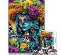 Rompecabezas de 1000 Piezas para Adolescentes, diseño de Calavera Mexicana, Juego de Preguntas y respuestas, decoración de Pared, cumpleaños y Navidad, 50x75cm