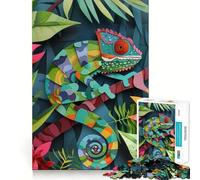 Rompecabezas de 1000 Piezas para Adolescentes,diseño de camaleón,Manualidades de Papel,articulaciones Finas,Divertido,Que estimula la Mente,Juego Acogedor,Regalo de cumpleaños (38x52cm)