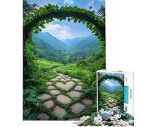 Rompecabezas de 1000 Piezas para Adolescentes diseño de Camino en Forma de corazón en Las montañas Rompecabezas para Adultos Juguete Decorativo para Pared cumpleaños y Navidad