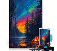 Rompecabezas de 1000 Piezas para Adolescentes,diseño de Campamento en un Lago,Arte pixelado,Arte de Corte Fino,Entrenamiento de concentración,Juego Divertido para Momentos de Tranquilidad,Regalo