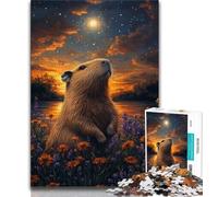 Rompecabezas de 1000 Piezas para Adolescentes diseño de Capibara de Moonight para Adultos Ideal para aliviar el estrés un desafío difícil decoración única para el hogar y Regalos 26x38cm