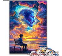 Rompecabezas de 1000 Piezas para Adolescentes, diseño de Cara Humana y Nube de Colores, Juego Familiar para aliviar el estrés, desafío difícil y fomentar el Amor en Pareja (tamaño 50x75cm)
