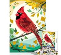 Rompecabezas de 1000 Piezas para Adolescentes diseño de Cardenal estilizado en un Bosque Colorido Juguetes antiestrés Regalo de cumpleaños Juego práctico para cumpleaños y Navidad tamaño 38x26cm