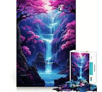 Rompecabezas de 1000 Piezas para Adolescentes, diseño de Cascada al Atardecer, Arte de Bordes precisos, Entrenamiento Mental, Juego Divertido y Tranquilo, Regalo de cumpleaños (38x26cm)