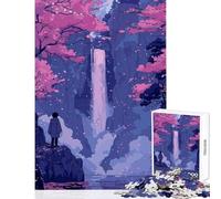 Rompecabezas de 1000 Piezas para Adolescentes diseño de Cascada de Sakura Ideal como decoración de Pared cumpleaños con Piezas de Formas aleatorias Que se entrelazan por Completo