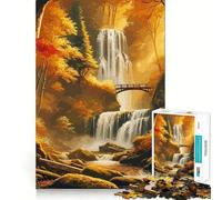 Rompecabezas de 1000 Piezas para Adolescentes,diseño de Cascada otoñal,Encaje, Arte,Juego Mental,Regalo,Tiempo de Descanso,diversión,Navidad,Arte de Ocio (38x52cm)