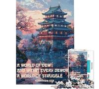 Rompecabezas de 1000 Piezas para Adolescentes diseño de Castillo con haikus japonés Rompecabezas para Adultos Juegos Familiares patrón de Montaje Toda la Familia (50x75cm)