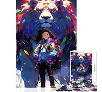 Rompecabezas de 1000 Piezas para Adolescentes diseño de Chica Anime con león decoración del hogar Juguetes Ideas de Regalo Juegos de Relax Lista de Deseos con Papá Noel tamaño 38x26cm