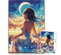 Rompecabezas de 1000 Piezas para Adolescentes, diseño de Chica Anime Junto al mar, Juegos Familiares, análisis y lógica, Juguete para decoración de Pared, tamaño 38x26cm