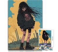 Rompecabezas de 1000 Piezas para Adolescentes, diseño de Chica apocalíptica con Calavera, Juguete Intelectual, Mejora la Memoria, Regalo de cumpleaños, tamaño 38x52cm