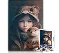 Rompecabezas de 1000 Piezas para Adolescentes, diseño de Chica aventurera y Nutria, Ideal para familias, Mejora la Memoria, Regalo de cumpleaños, tamaño 50x75cm