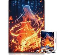 Rompecabezas de 1000 Piezas para Adolescentes, diseño de Chica de Anime en Llamas, diversión Familiar y Noche de Juegos, desafío difícil, Gran Regalo, tamaño 38x52cm