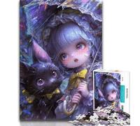 Rompecabezas de 1000 Piezas para Adolescentes diseño de Chica de Anime y Mago para Adultos Juego Familiar antiestrés desafío difícil Gran Regalo y Juguete (26x38cm)