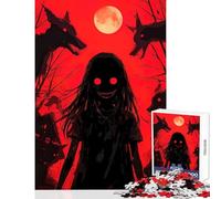 Rompecabezas de 1000 Piezas para Adolescentes diseño de Chica Espeluznante Lobos y Luna Juguetes antiestrés Regalos de cumpleaños Juego de ingenio interacción Entre Padres e Hijos tamaño 38x26cm