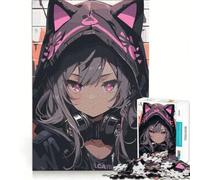 Rompecabezas de 1000 Piezas para Adolescentes, diseño de Chica Gato Anime con Grafiti, Juguetes para armar, Ideal para Relajarse y despejar la Mente, Decorar el Escritorio 38x26cm