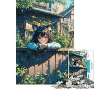 Rompecabezas de 1000 Piezas para Adolescentes diseño de Chica Kitsune de Anime Ideal para Adultos decoración de Pared Gamers (tamaño 38x26cm)