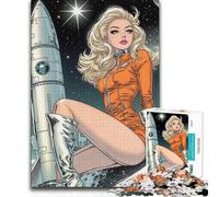 Rompecabezas de 1000 Piezas para Adolescentes, diseño de Chica Pin-up Espacial, Bonito Juego de ensamblaje, Regalo de Amigo Secreto, 38x52cm (1000 Piezas)