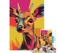 Rompecabezas de 1000 Piezas para Adolescentes diseño de Ciervo Estilo Pop Art Ideal para cumpleaños y Navidad Una Obra de Arte Juegos relajantes para Mayores de 14 años (38x26cm)