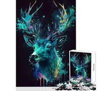 Rompecabezas de 1000 Piezas para Adolescentes diseño de Ciervos Acuarelas Juguetes para Hacer uno Mismo Regalos geniales y Juegos educativos Ayuda a ejercitar el Cerebro tamaño 38x26cm