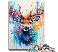 Rompecabezas de 1000 Piezas para Adolescentes, diseño de Ciervos de Acuarela, Ideal para aliviar el estrés, Ideal para decoración de Escritorio, 50x75cm
