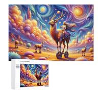 Rompecabezas de 1000 piezas para adolescentes, diseño de ciervos de fantasía, paisaje, decoración de pared, difícil, duro, único, regalos de cumpleaños y Navidad, 1000 piezas