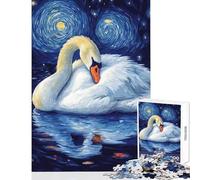Rompecabezas de 1000 Piezas para Adolescentes diseño de Cisne bajo una Noche Estrellada Mujeres y Hombres Ideal para fomentar el Amor en Pareja tamaño 38x52cm