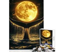 Rompecabezas de 1000 Piezas para Adolescentes diseño de Cola de Ballena bajo la Luna Llena Juguetes antiestrés Regalo de cumpleaños Juegos Divertidos colección de Artistas Bellas Artes tamaño 38x26cm