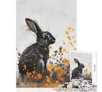 Rompecabezas de 1000 Piezas para Adolescentes diseño de Conejo en el Campo Juguetes antiestrés Ideas de Regalo Juego práctico Cada Pieza es única - Tamaño 38x52cm