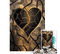 Rompecabezas de 1000 Piezas para Adolescentes diseño de corazón Dorado con vidrieras Ideal para Adultos Juegos relajantes decoración de Pared y un desafío Educativo (tamaño 38x26cm)