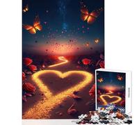 Rompecabezas de 1000 Piezas para Adolescentes diseño de corazón en la Playa Juguete para decoración de Pared Regalo para cumpleaños Juego Familiar Entrena tu Cerebro y Tus Manos tamaño 38x26cm