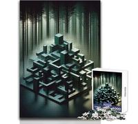 Rompecabezas de 1000 Piezas para Adolescentes, diseño de Cubo del Bosque, confluencia, Relajante, para el Tiempo Libre, preciso, Entrelazado, Juguete de precisión, tamaño 50x75cm