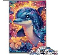 Rompecabezas de 1000 Piezas para Adolescentes, diseño de delfín bebé, Ideal para familias, decoración Mayores de 14 años (tamaño 50x75cm)