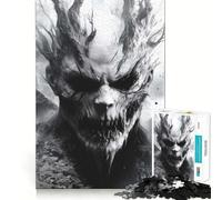 Rompecabezas de 1000 Piezas para Adolescentes,diseño de Demonio en Blanco y Negro,Corte Suave,Arte,Juego Mental,Regalo,Tiempo de Juego Relajante,Navidad,Arte de Ocio (38x52cm)