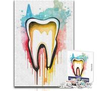 Rompecabezas de 1000 Piezas para Adolescentes, diseño de Diente Humano, Acuarela, Juegos educativos, desafío, Regalo de cumpleaños, tamaño 38x26cm