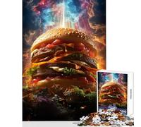 Rompecabezas de 1000 Piezas para Adolescentes diseño de Dios de Las Hamburguesas Juguetes antiestrés Obra de Arte Juego de ingenio con póster y Hoja de Trivia a Juego 50x75cm