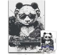 Rompecabezas de 1000 Piezas para Adolescentes, diseño de DJ Panda, Arte en Blanco y Negro, Ideal para Aprender, Juego Educativo, Regalo de cumpleaños (tamaño 38x52cm)